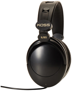 Koss R-80 detachable coiled cord and 1/8" plus 1/4" plugs for versatile connections