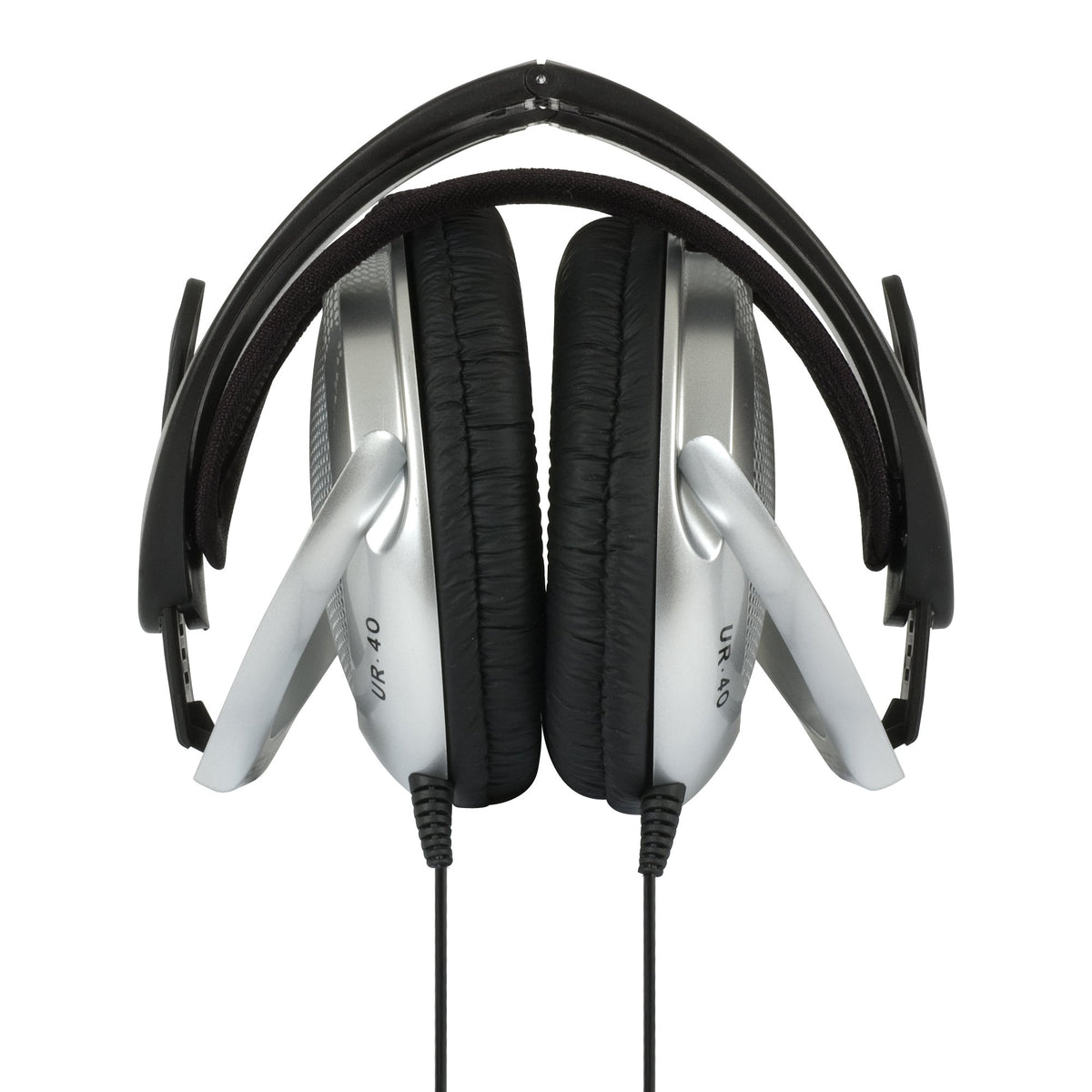 Koss UR40 silver and black colorway on desk setup