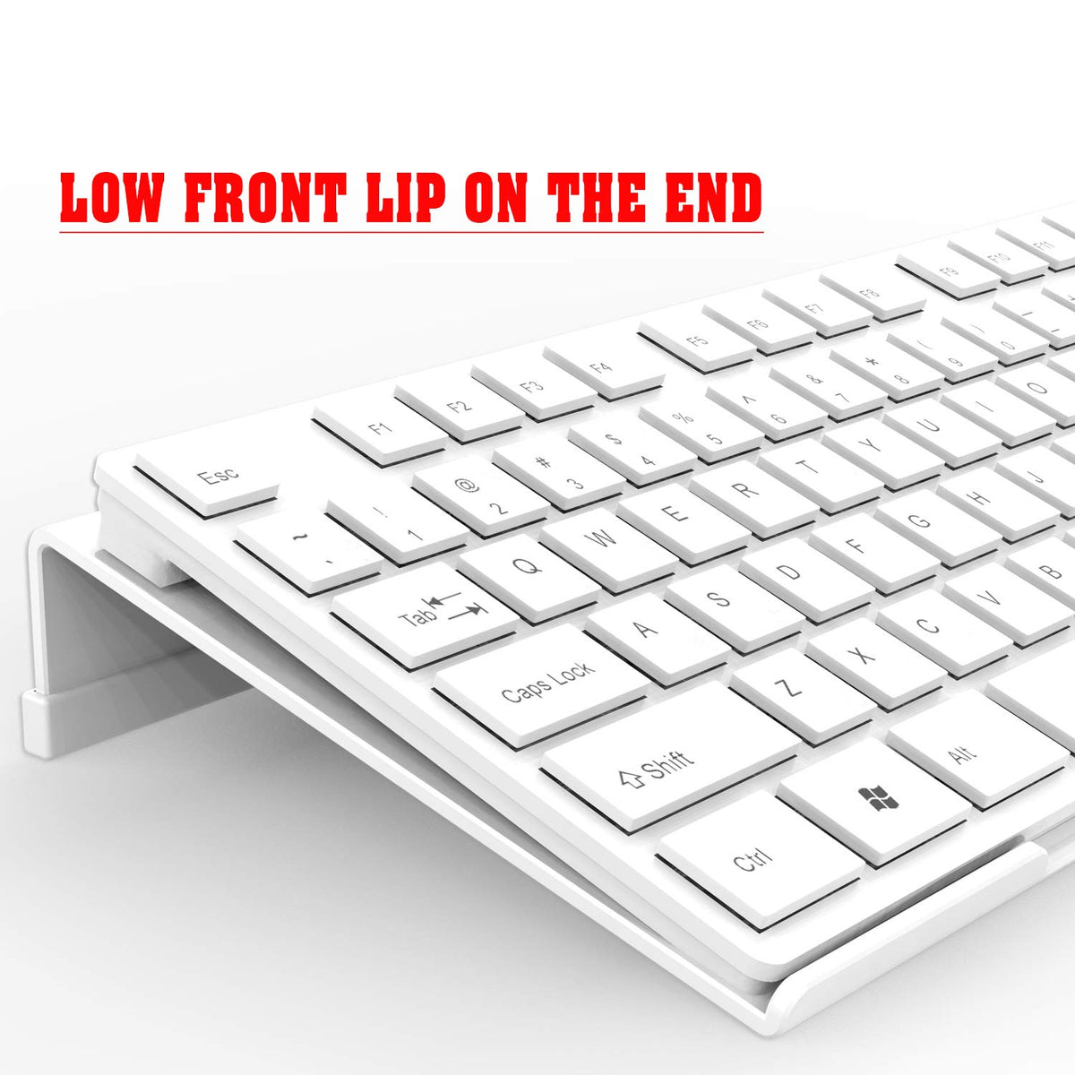 Kotemon white acrylic keyboard tray with clean lines for minimal office aesthetics.