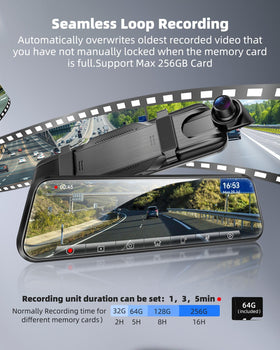 KOUENOM size scale in hand to show mirror dimensions and in-car fit
