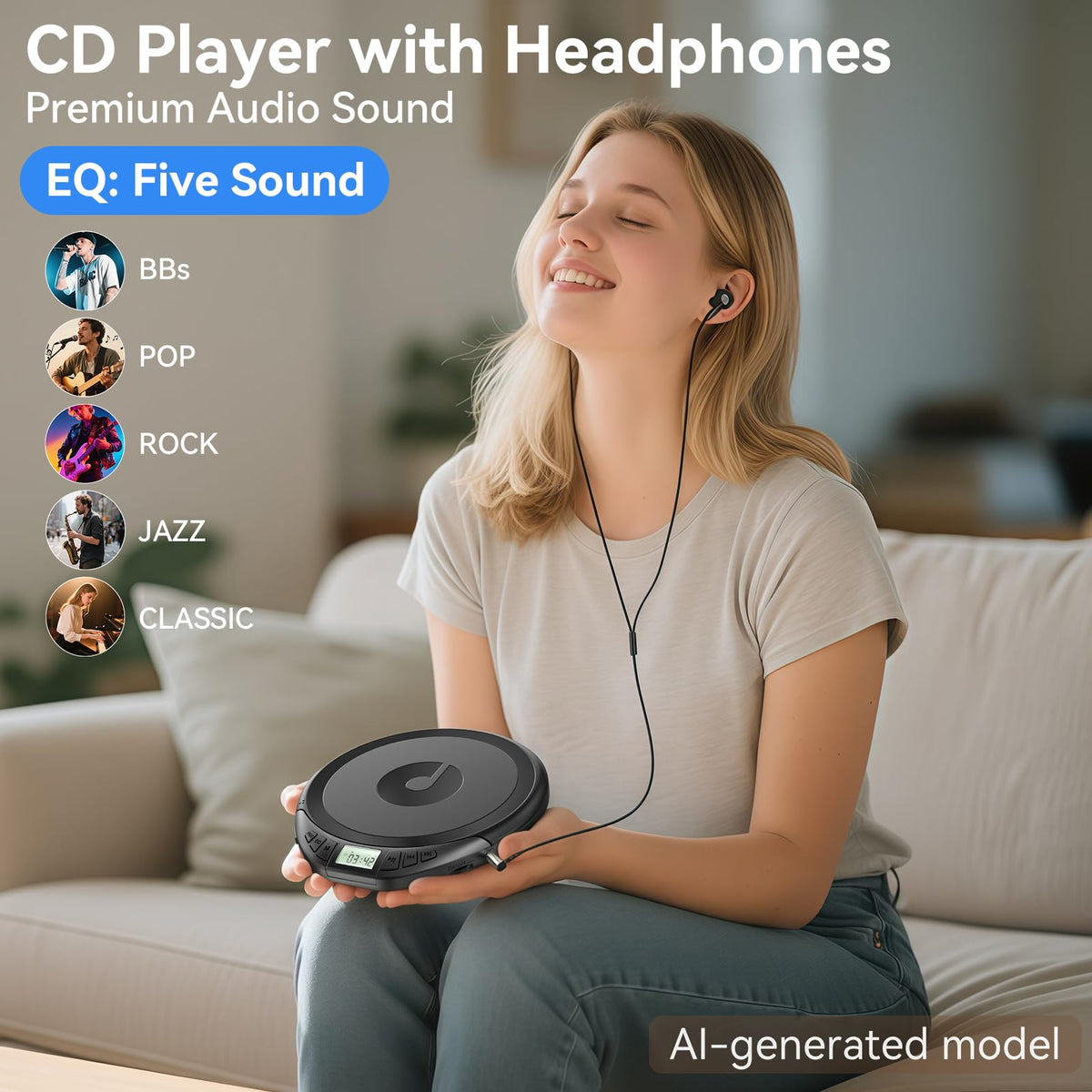 KOVCDVI anti-skip protection feature, smooth playback during workouts.