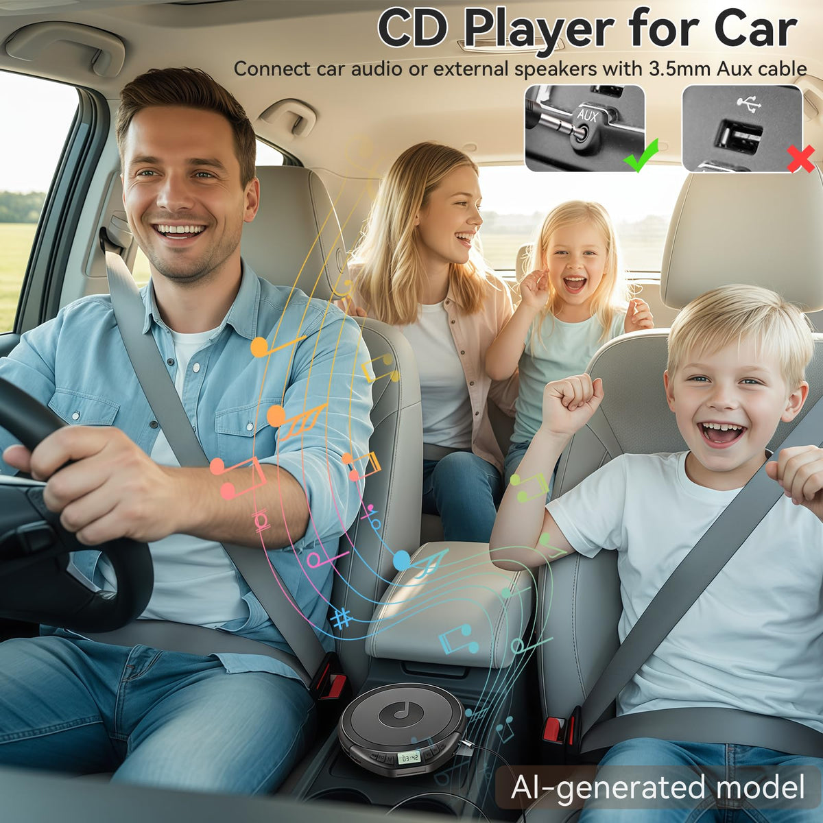KOVCDVI with AUX cable included, seamless car stereo connection.