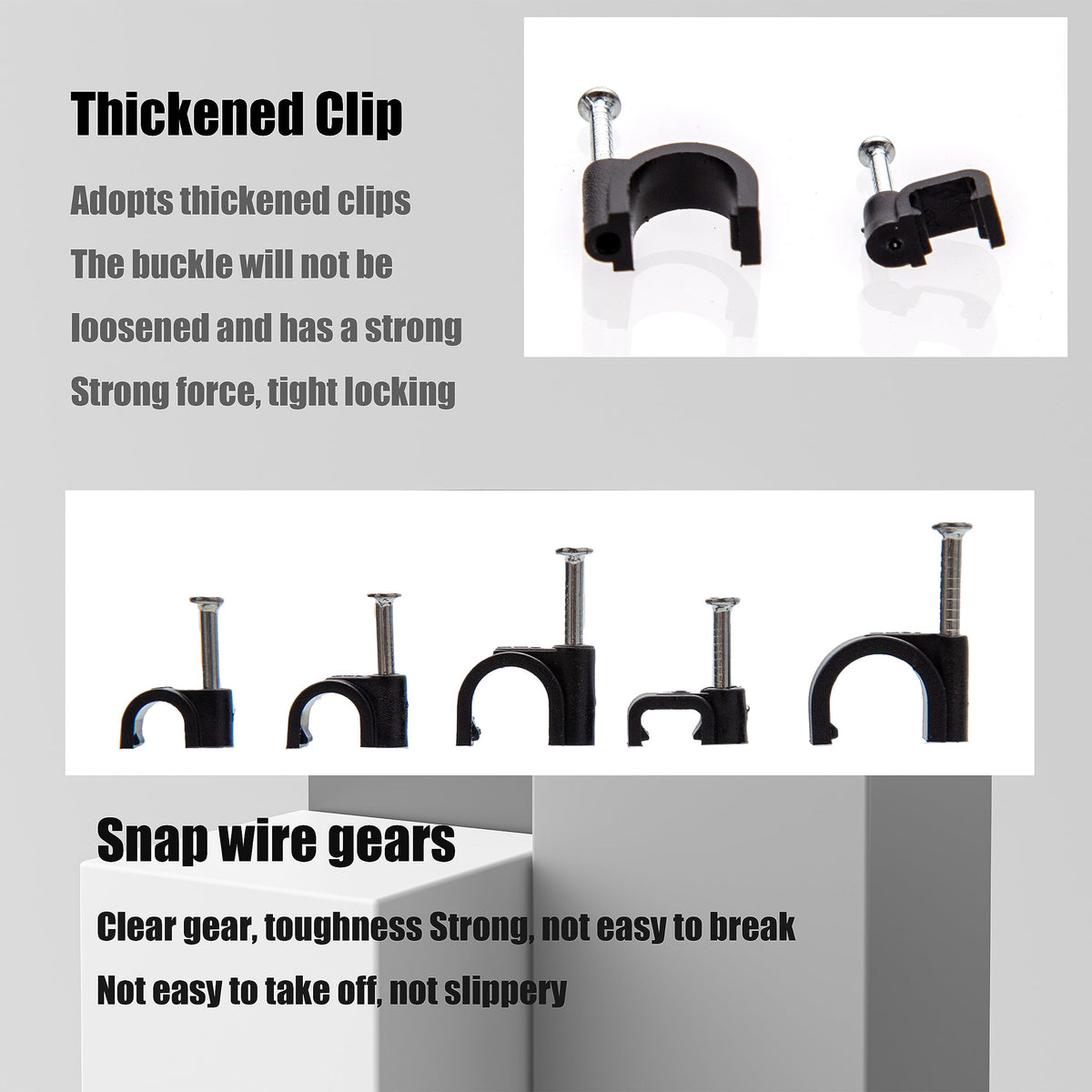 KOXXIAMOQ close-up of plastic clip and steel nail showing durable build