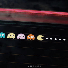 KOZUKI Pac-Man applied on car bumper showing weather-resistant hold