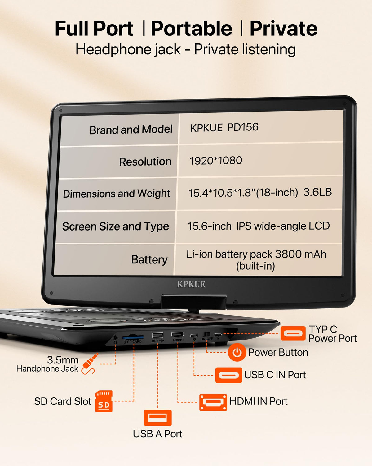 KPKUE anti-glare 1080p display reduces glare for comfortable viewing.