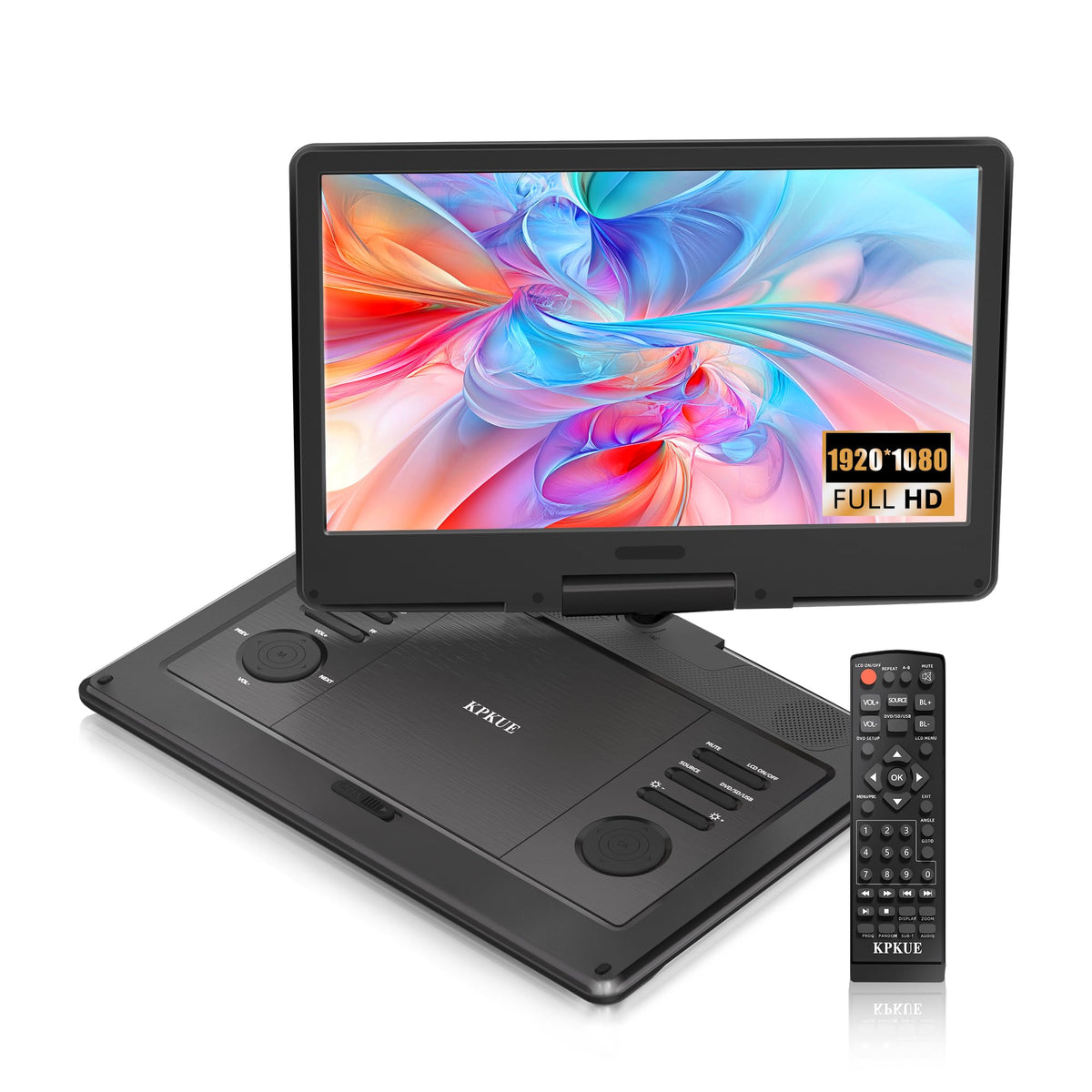 KPKUE 15.6-inch portable DVD player with vibrant viewing for the family.