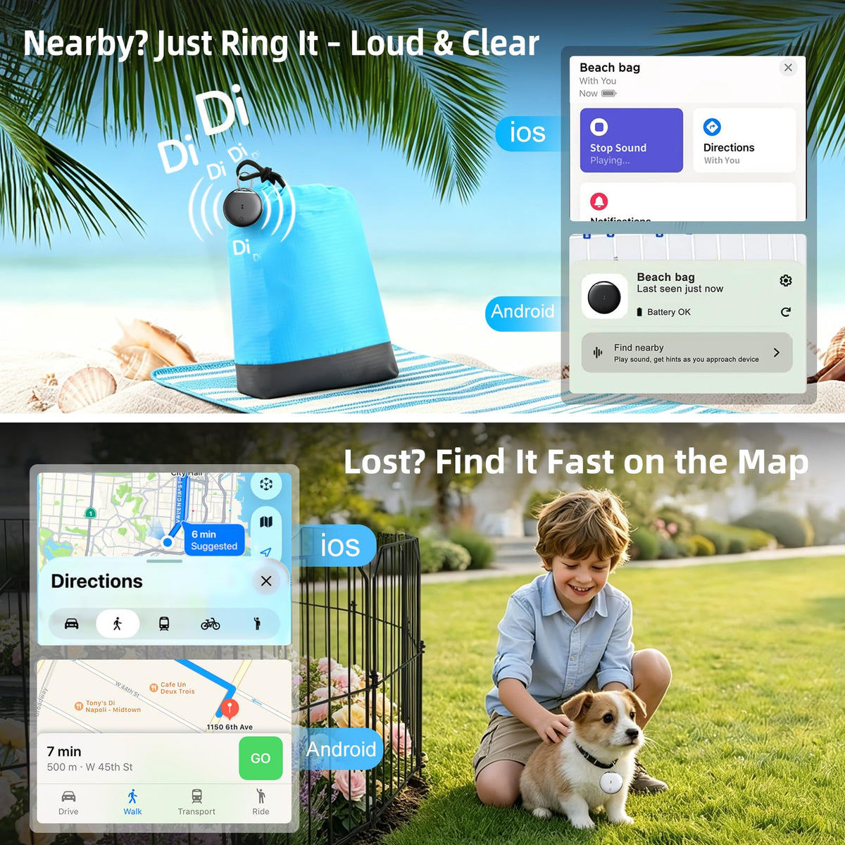 KPMARE air tag attached to luggage hook giving secure travel tracking