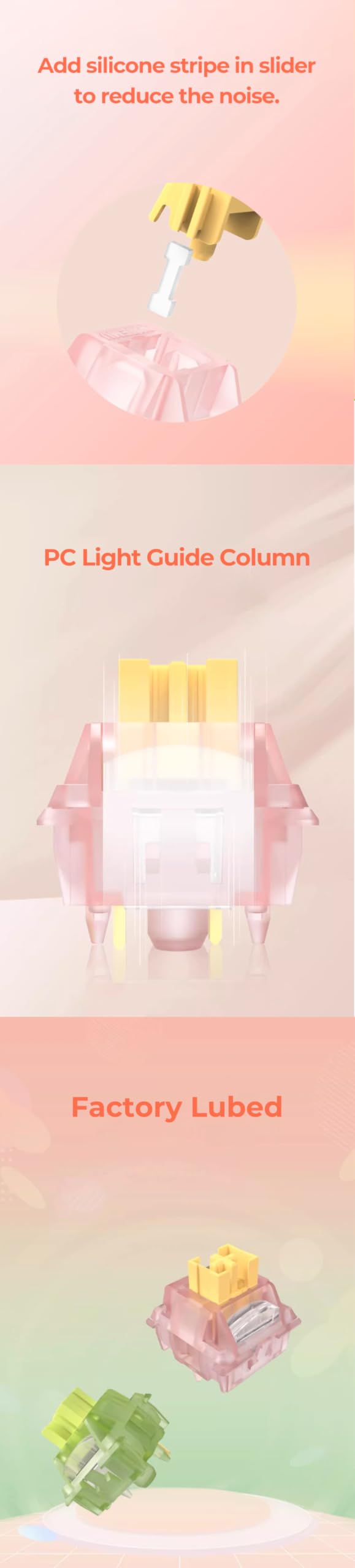 KPREPUBLIC Outemu Silent Peach V3 switch top PA66 – durable housing for long-lasting reliability