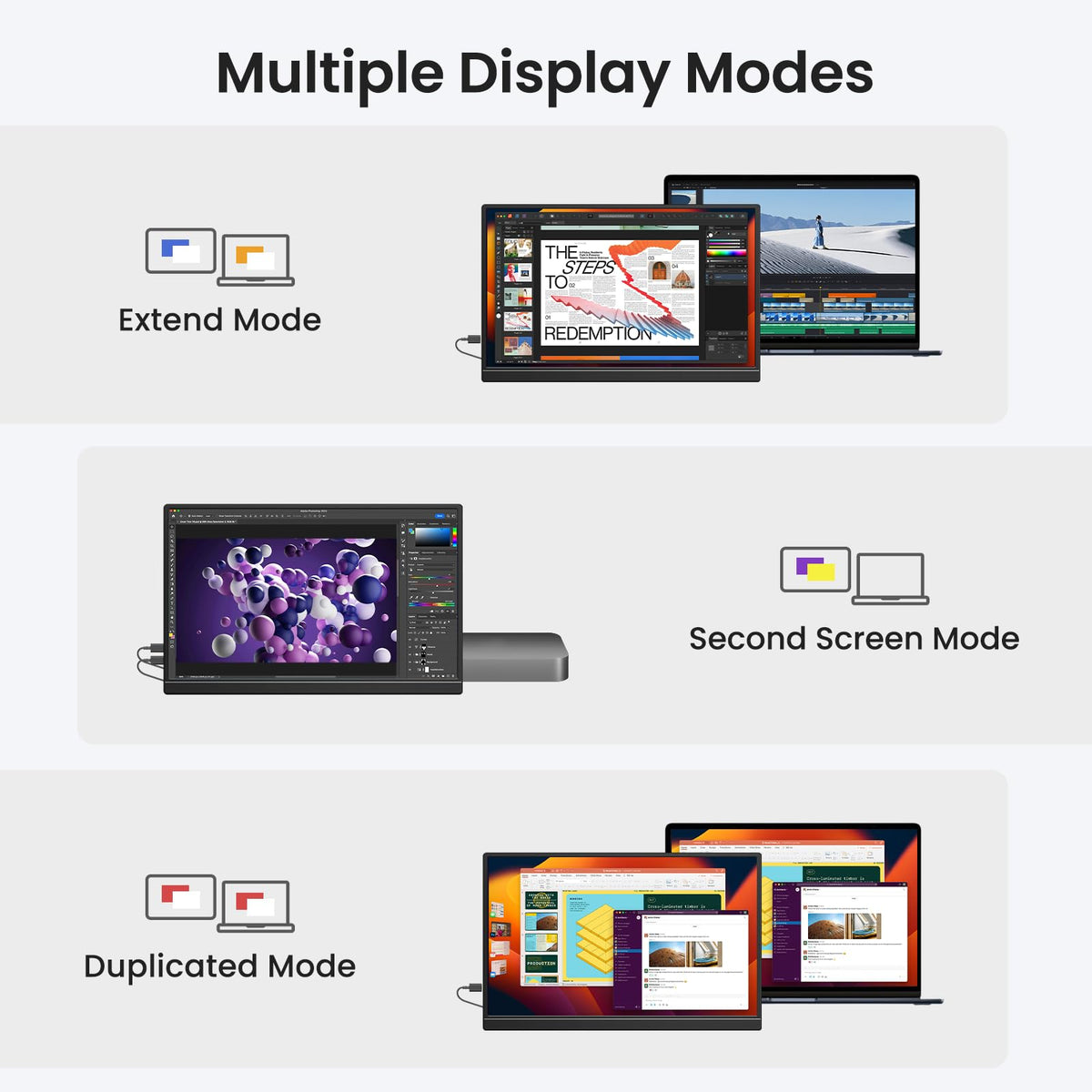 KQC back panel ports showing USB-C and mini HDMI for versatile connections benefit
