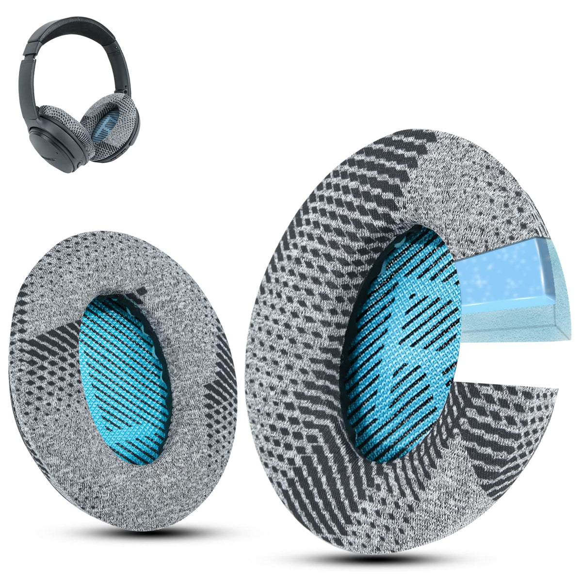 Krone Kalpasmos Instant-Chill ear pads on a Bose headset improve airtight seal and comfort.