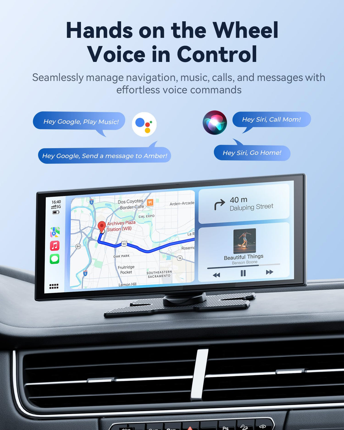 Krunia audio output modes and steering wheel control deliver clear sound at speed.