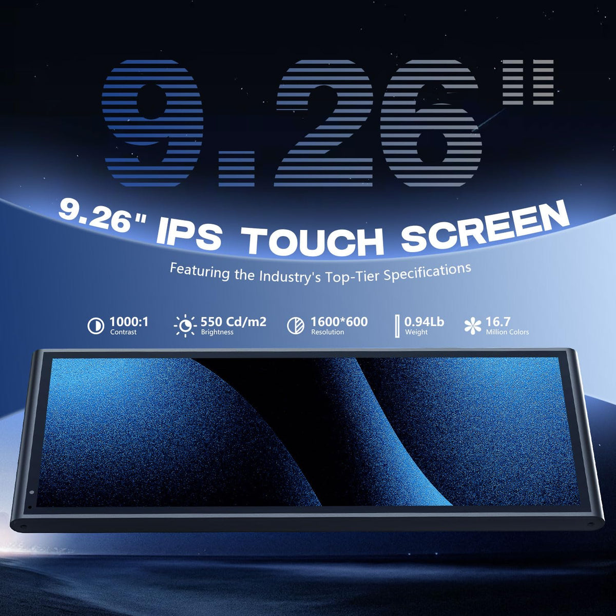 Krunia crystal-clear 1600x600 display for sharp navigation and media visuals