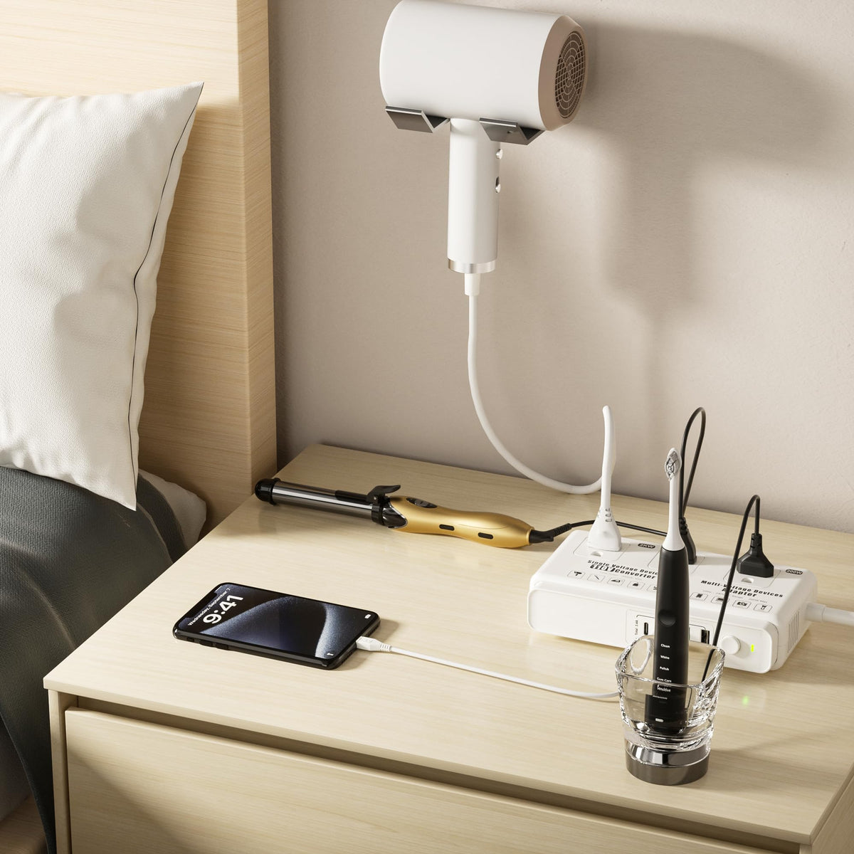 Kruuue next to passport and phone demonstrating compact travel-friendly size