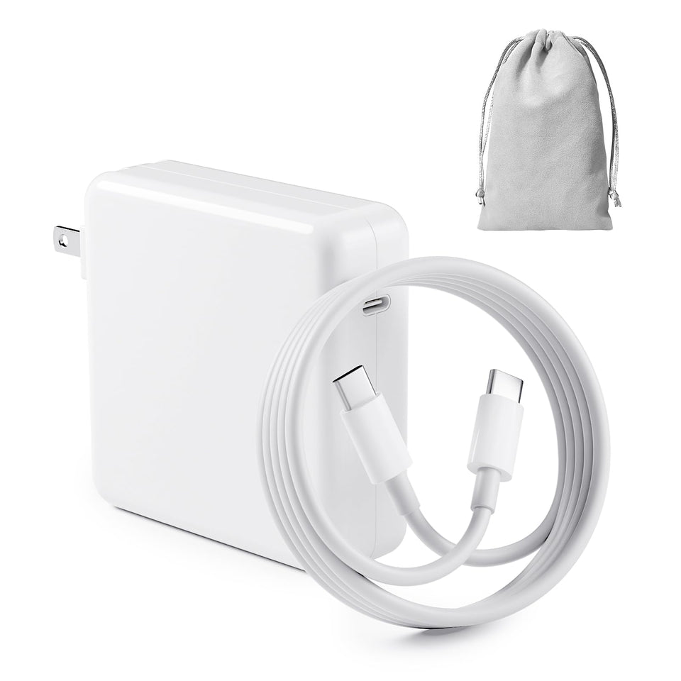 KSACDN 96W charger front view showing USB-C port and compact design for fast charging