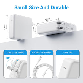 KSACDN 96W charger side profile highlighting durable housing and ventilation for safer use