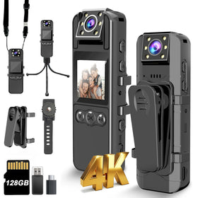 KSADBOSSBO 4K body camera with LCD screen for quick on-site playback.
