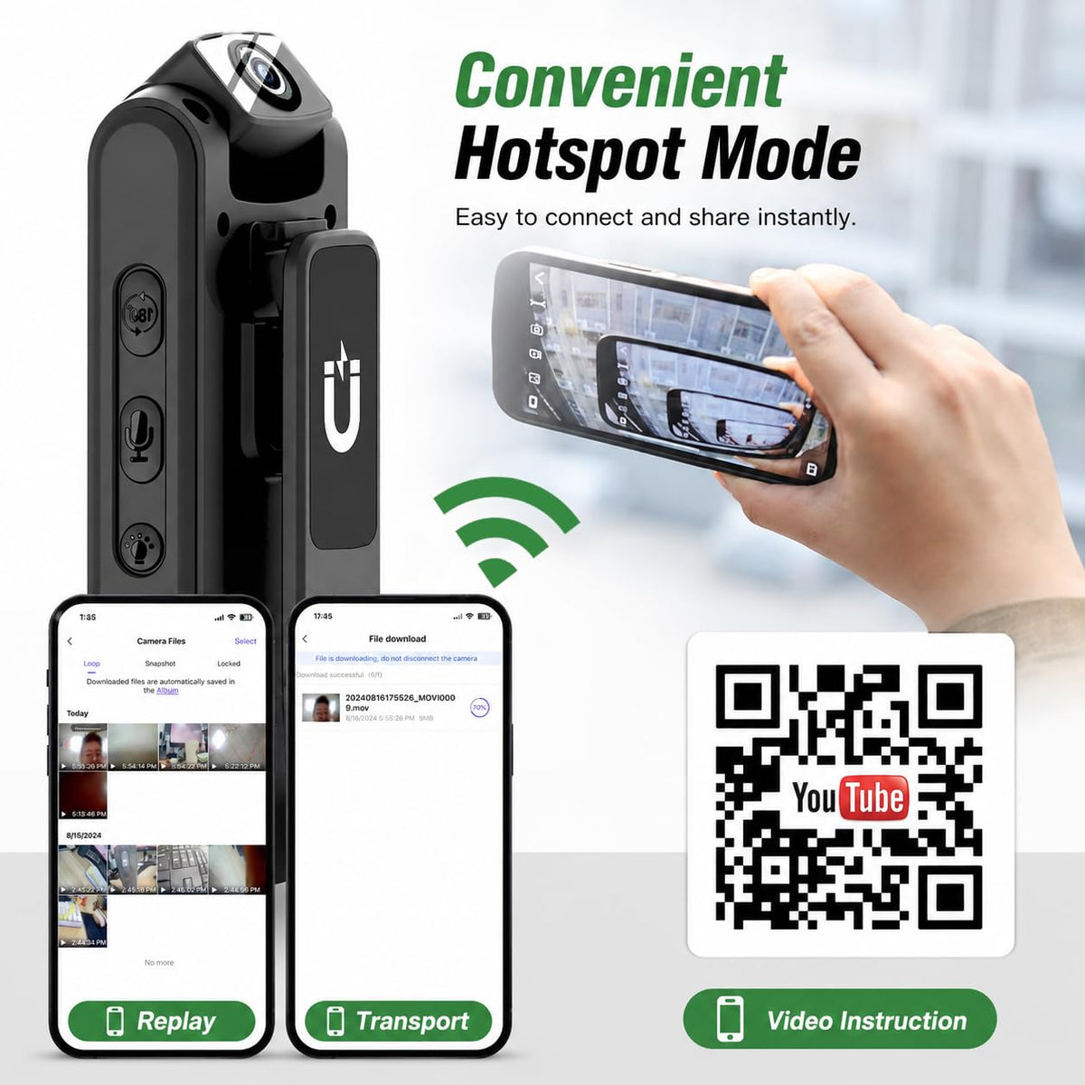 KSADBOSSBO magnetic lanyard keeps the camera secure during movement.