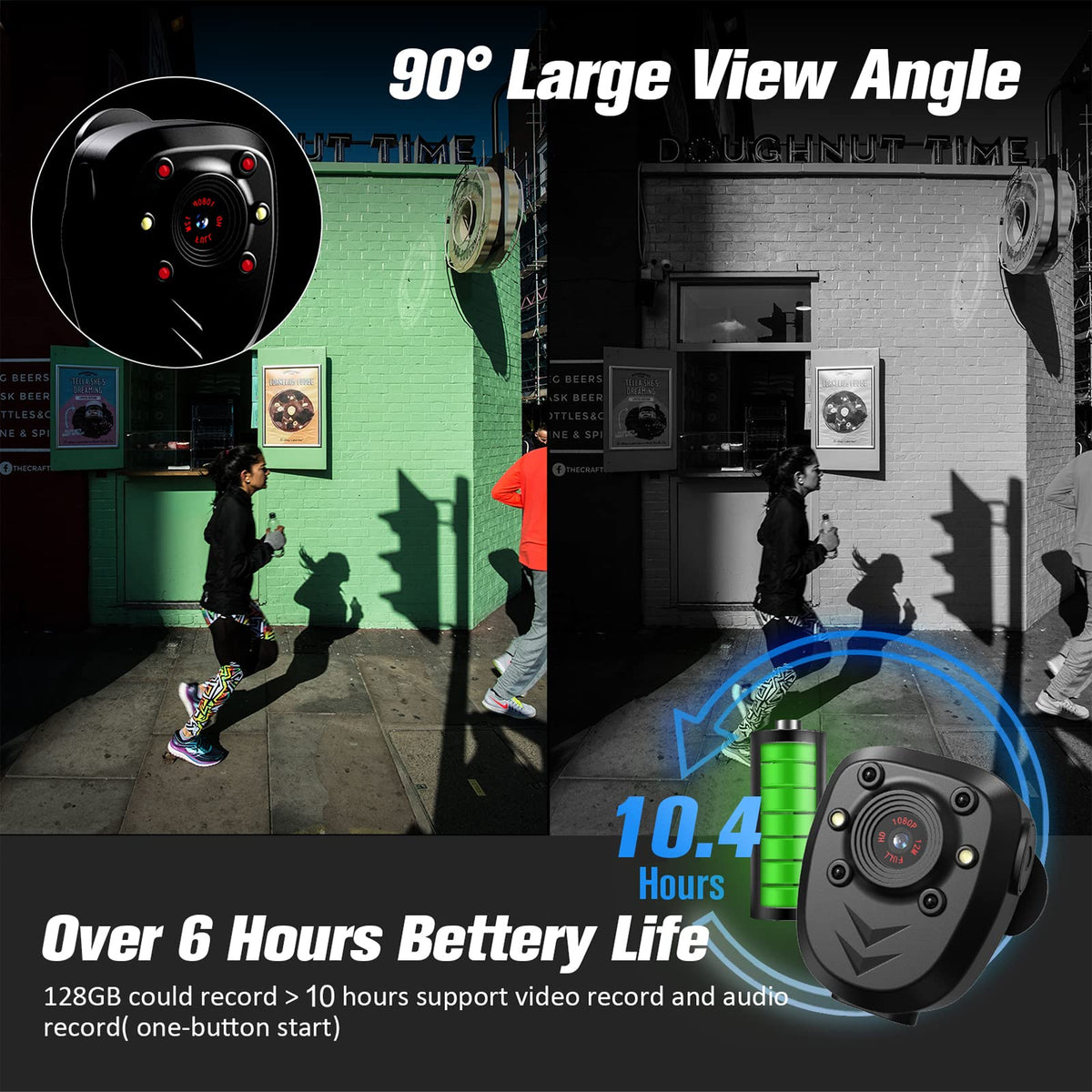 KSADBOSSBO camera attached to jacket with magnetic lanyard showing quick mount and hands-free convenience