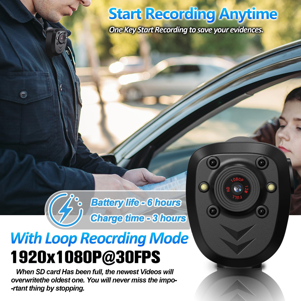 KSADBOSSBO worn on collar capturing action hands-free for reliable evidence