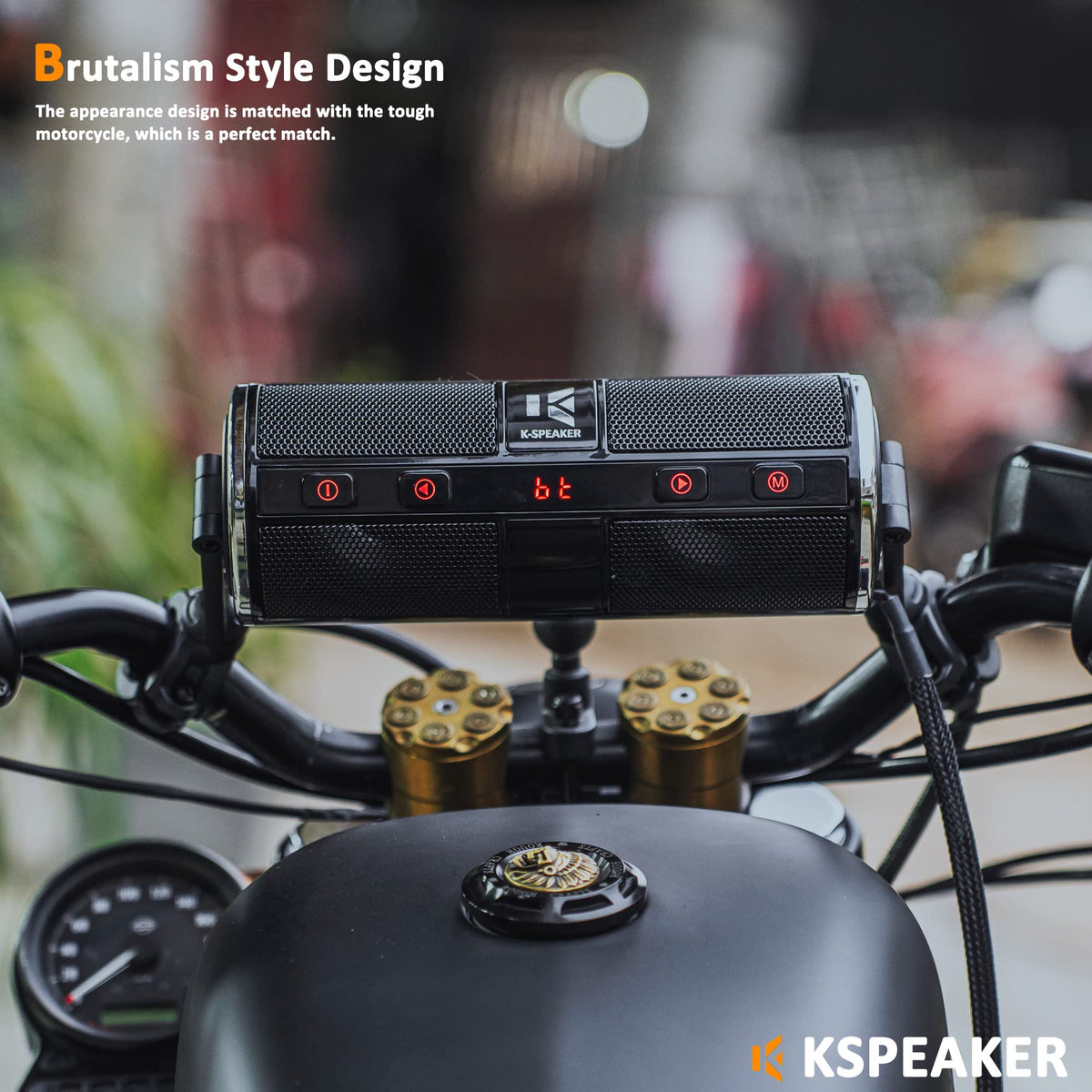 KSPEAKER K2BL handlebar mounting for quick, secure installation