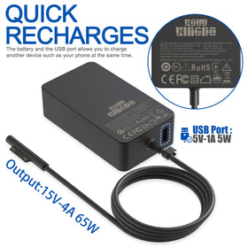 Close-up of output spec on the KSW KINGDO 65W charger for Surface