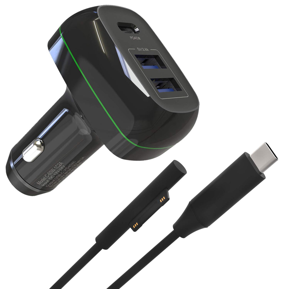 KSW KINGDO Surface Pro charger front view for on-the-go charging