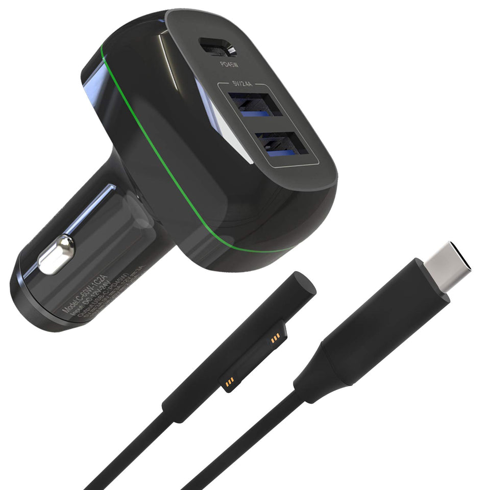 KSW KINGDO Surface Pro charger front view for on-the-go charging