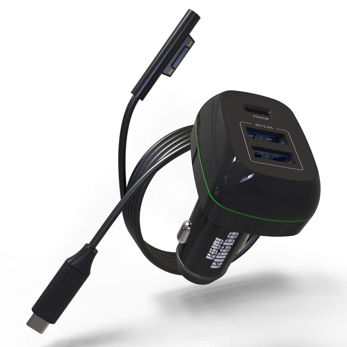 KSW KINGDO Surface Pro charger ports close-up showing three ports