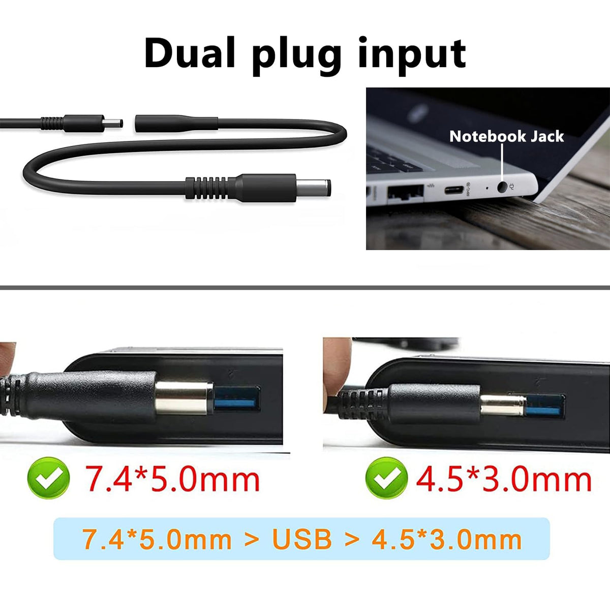 KSW KINGDO tip options with 4.5mm and 7.4mm connectors for versatile laptops.