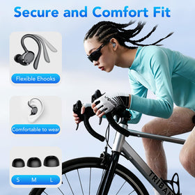 KT1 earhook fitted on ear for secure comfortable sport use
