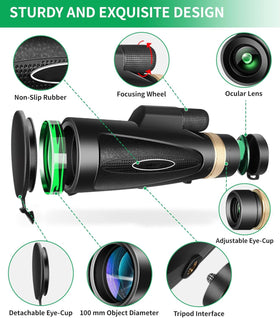 KTBDING objective lens close-up highlighting large 100mm aperture for brighter images