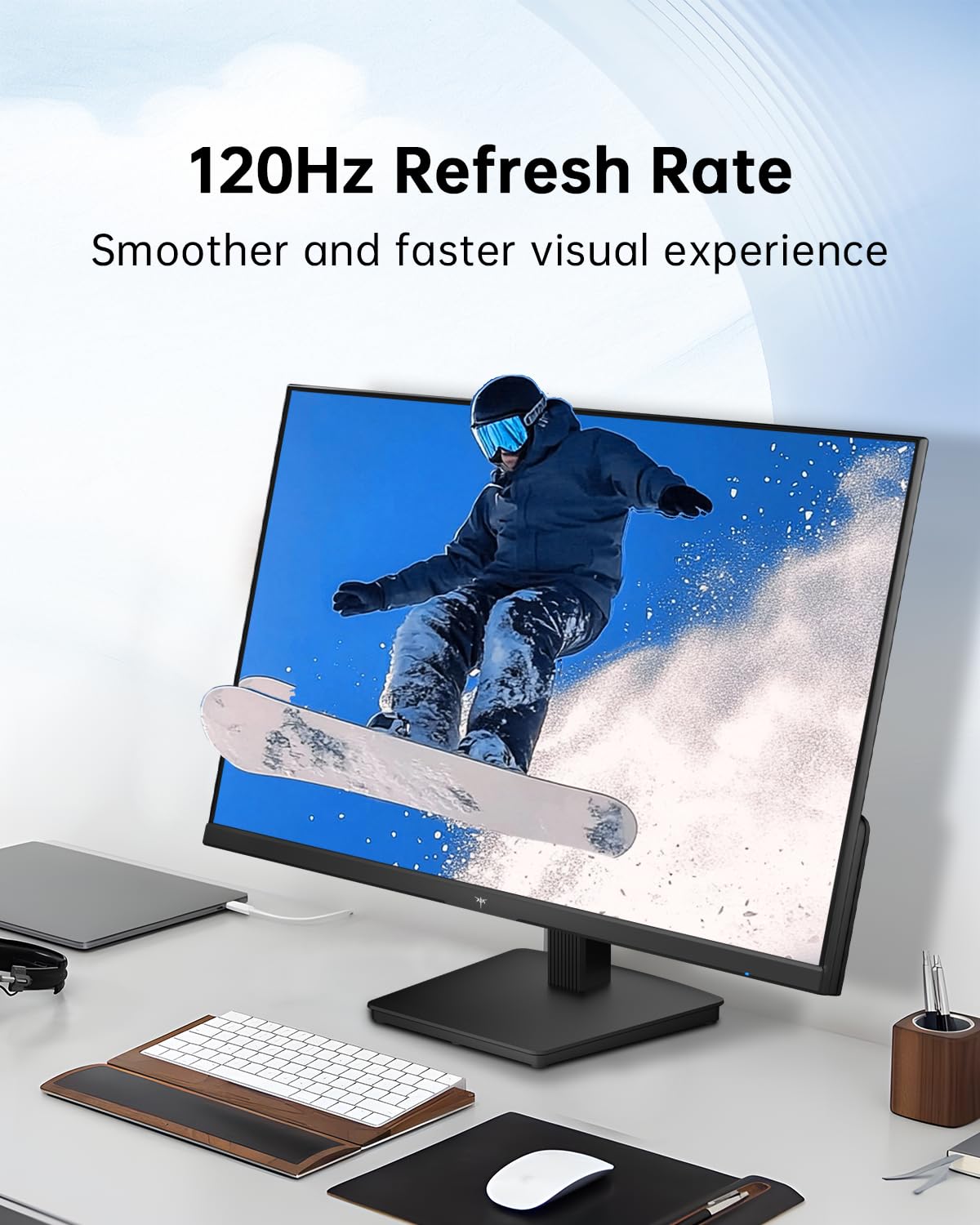 KTC monitor at 120Hz delivering smooth motion for gaming and scrolling.
