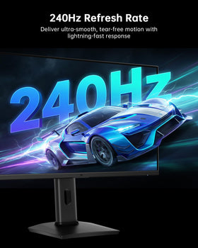 KTC 24.5-inch monitor ergonomic stand with height adjustment for comfortable long sessions.