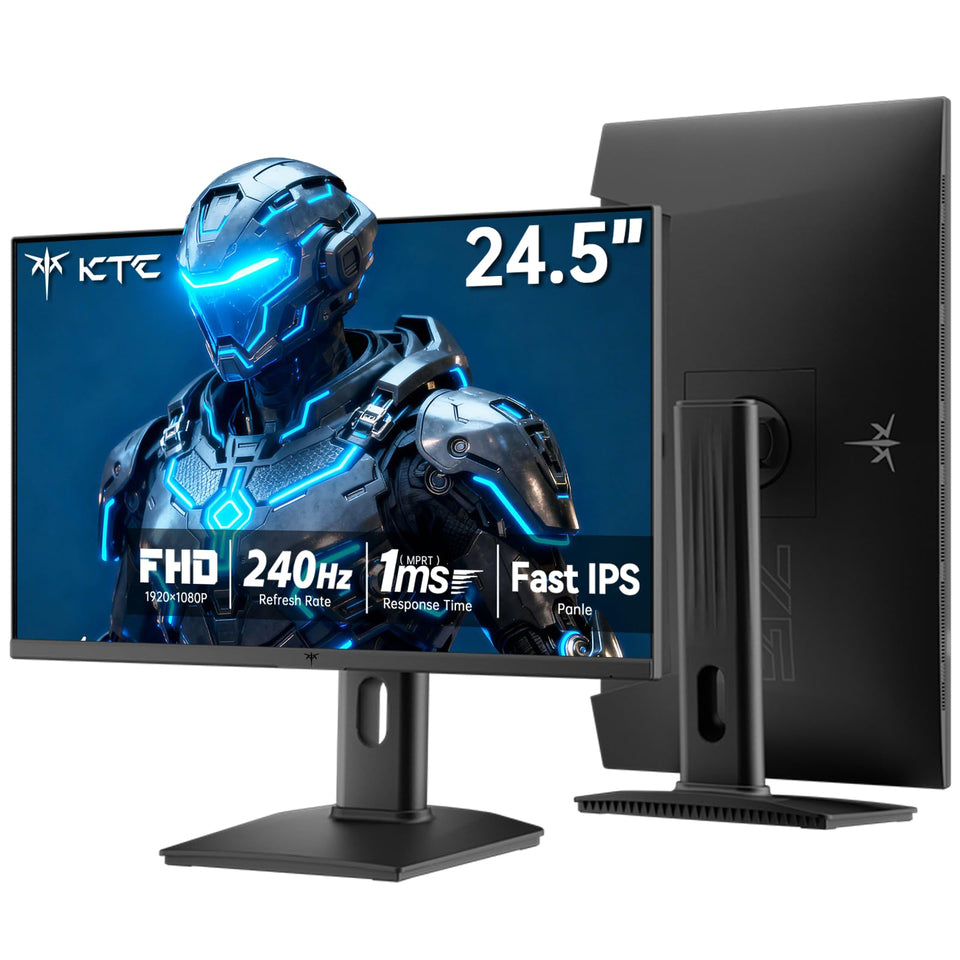 KTC 24.5-inch monitor front view with slim bezels for immersive gaming.