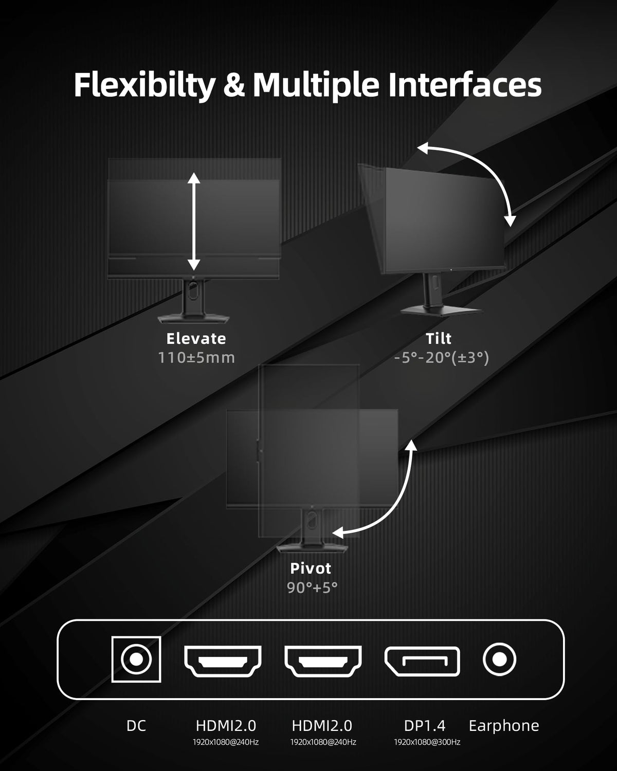 KTC 24.5-inch monitor VESA mount option for flexible placement.