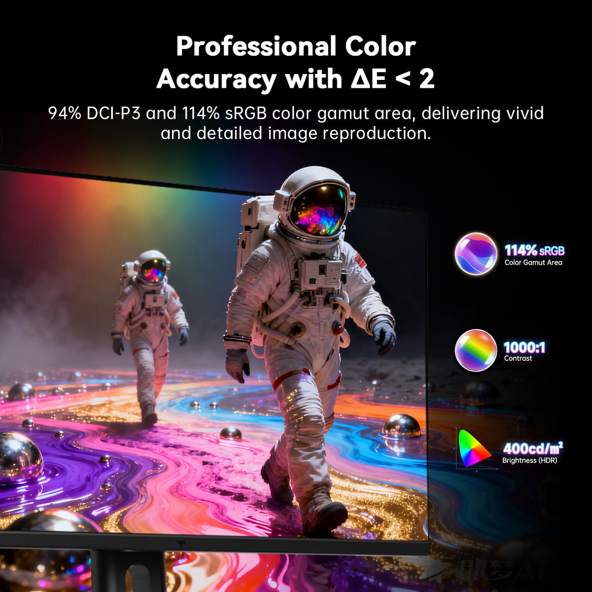 KTC gaming monitor color detail emphasizing HDR400 wide color gamut