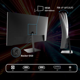 KTC 24.5-inch gaming monitor HDMI and DP ports for flexible connections