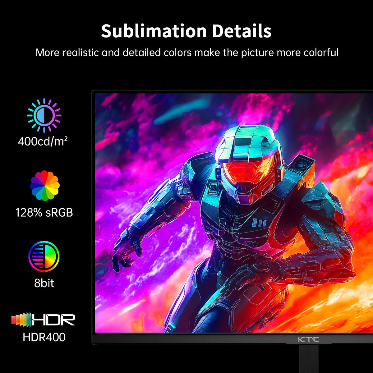 KTC 24.5-inch monitor rear ports showing HDMI and DisplayPort connections
