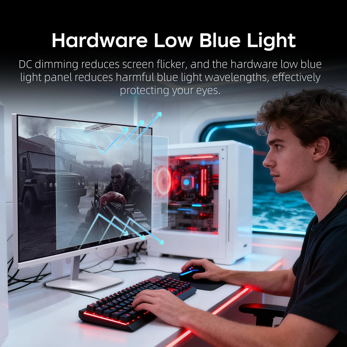 KTC low blue light mode reduces eye strain during long sessions.