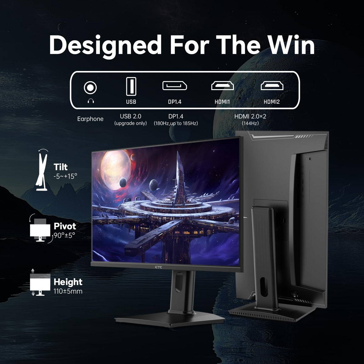 KTC 24-inch gaming monitor on desk setup showcases vibrant colors and responsive gameplay