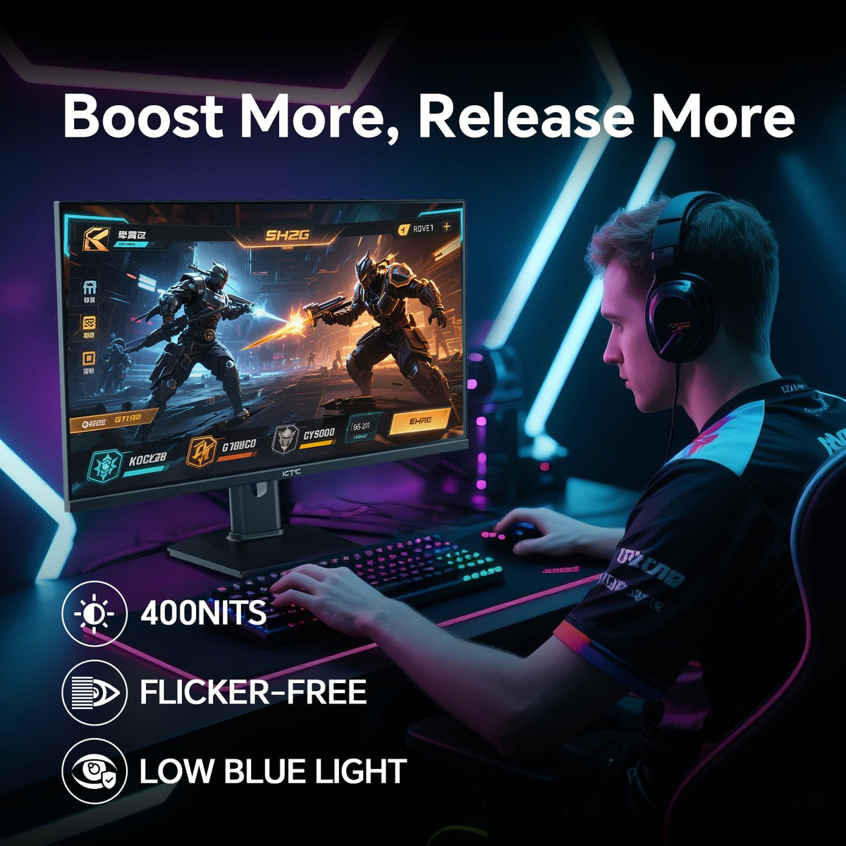 KTC display with DP and HDMI ports supports flexible connectivity