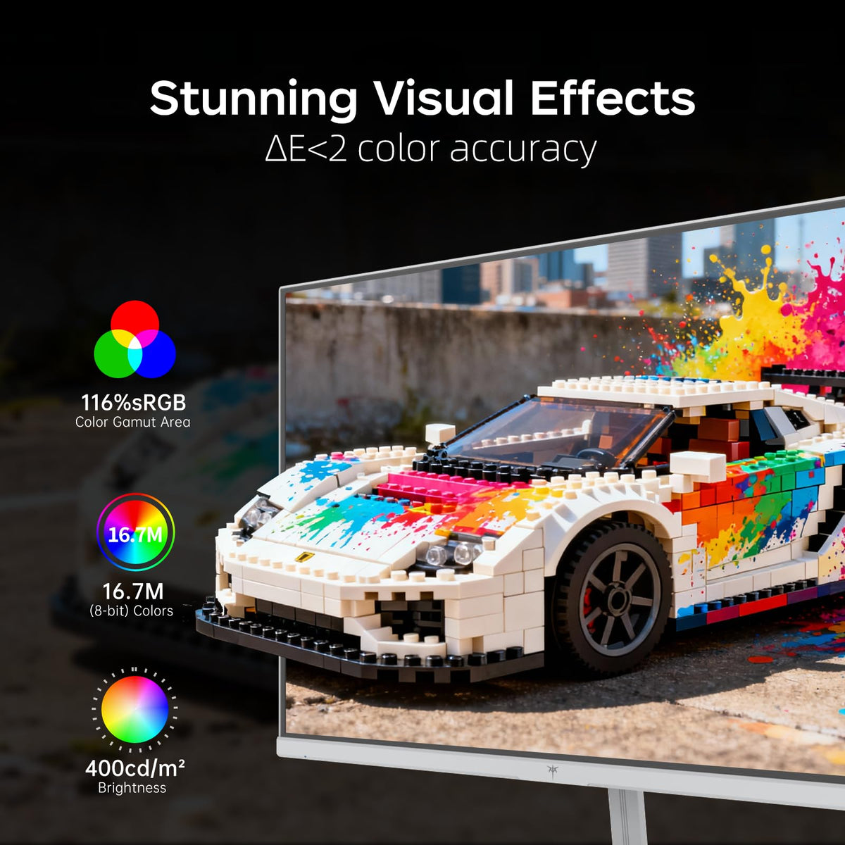 KTC 400cd/m² brightness improves clarity in bright rooms.