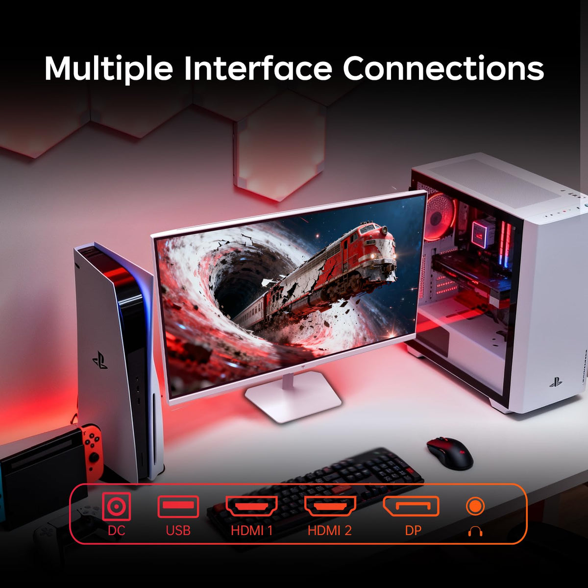 KTC monitor with HDMI/DP/USB and 240Hz across devices for versatile setups.