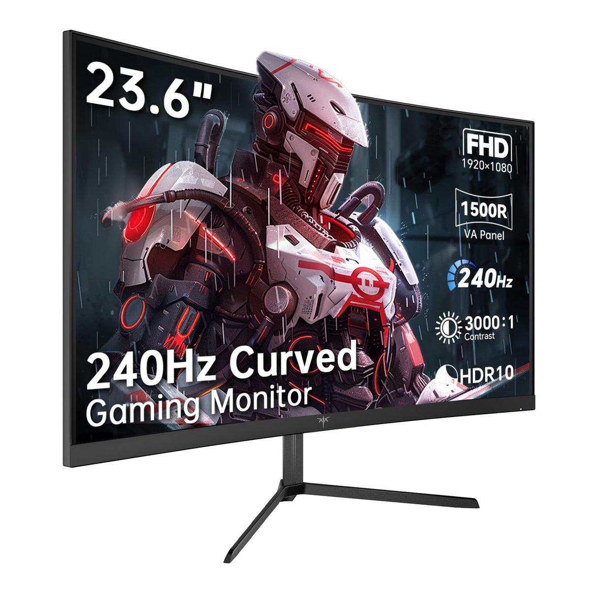 KTC 24-inch curved monitor front view showing immersive gaming and crisp FHD visuals
