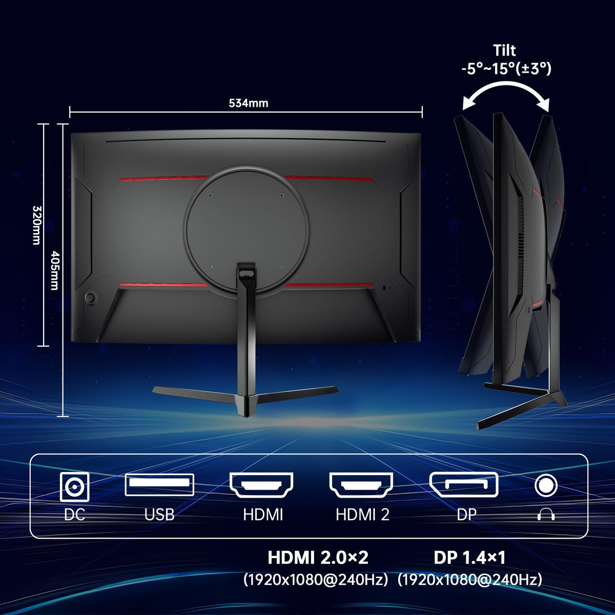 KTC 24-inch curved monitor HDR support enhancing color and contrast
