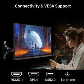 KTC 24-inch monitor tilted to demonstrate ergonomic viewing positions