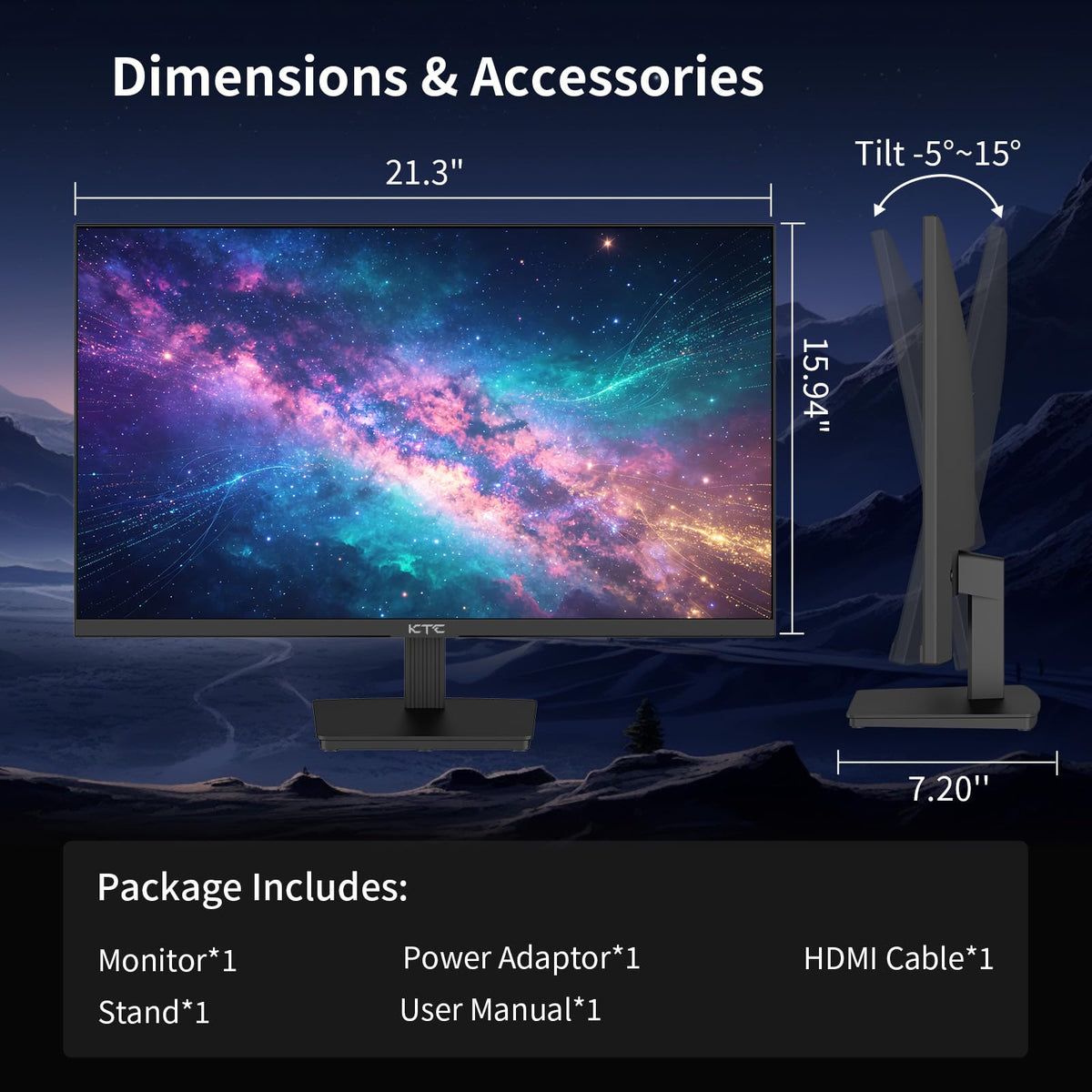 KTC 24-inch monitor with VESA mount enabling flexible desk setups