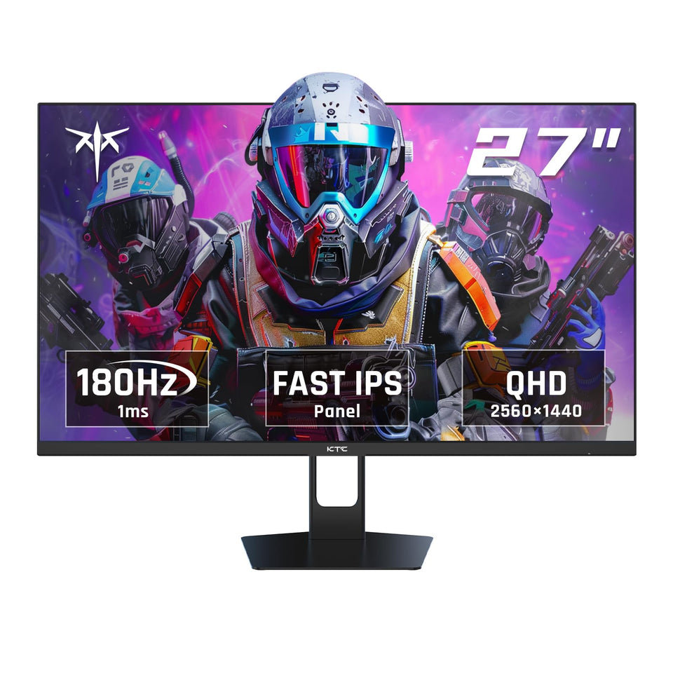 KTC 27-inch monitor front view with frameless design for immersive gaming.