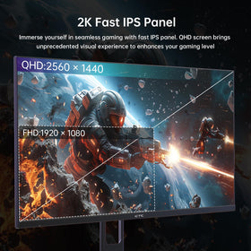 KTC 27-inch monitor tilt adjustment enables comfortable viewing angles.