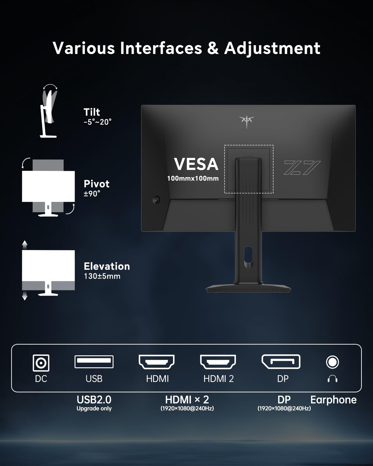 KTC VESA mounting compatibility for flexible placement